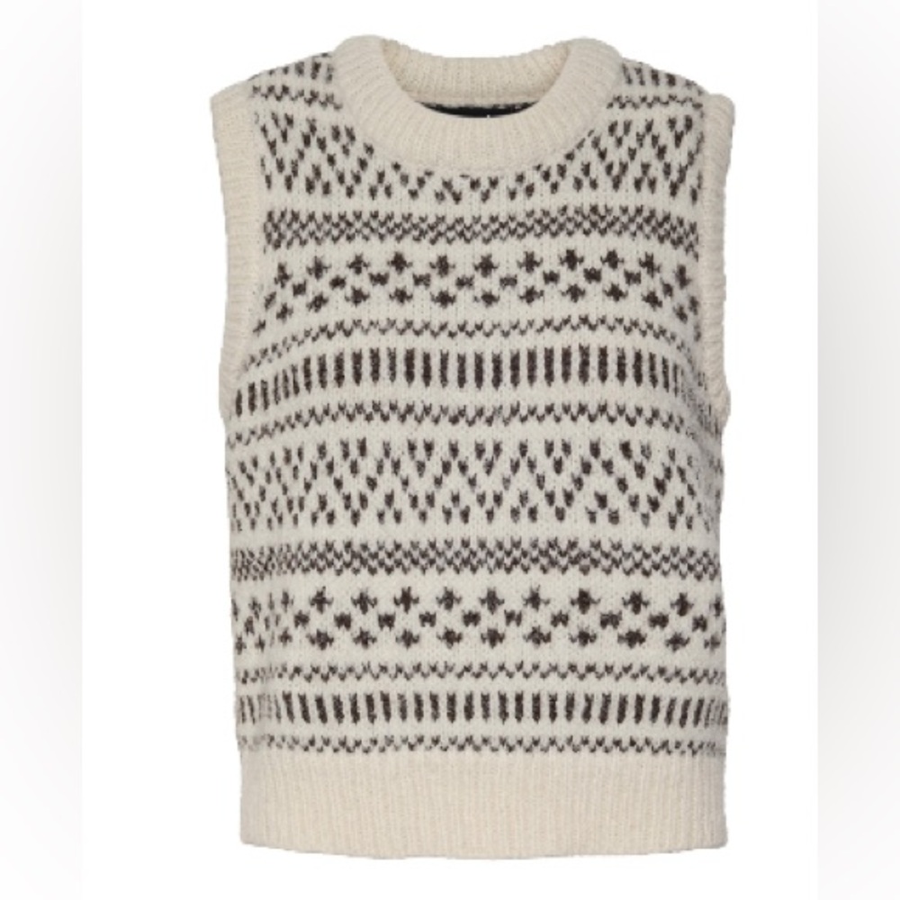 Cream and White Knit Vest